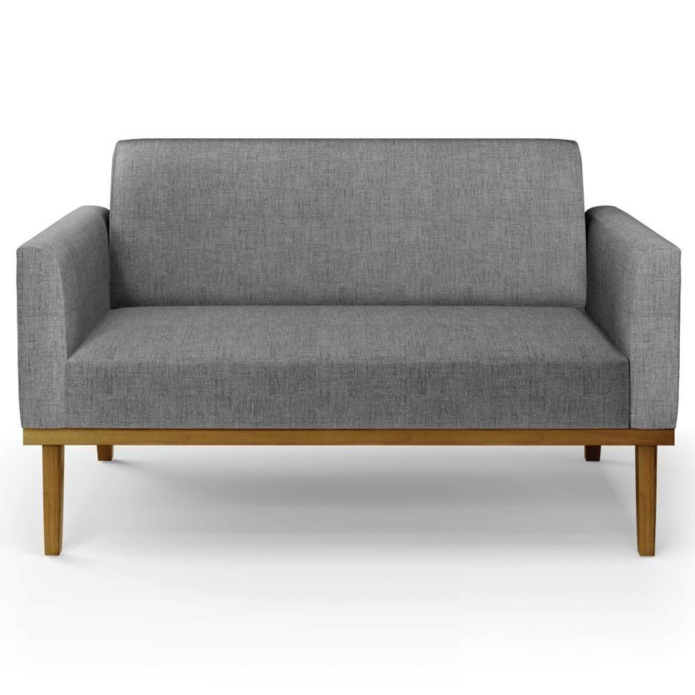 Sofá Namoradeira E 1 Poltrona Base Madeira Castanho Maressa Linho Grafite - Ibiza - 9