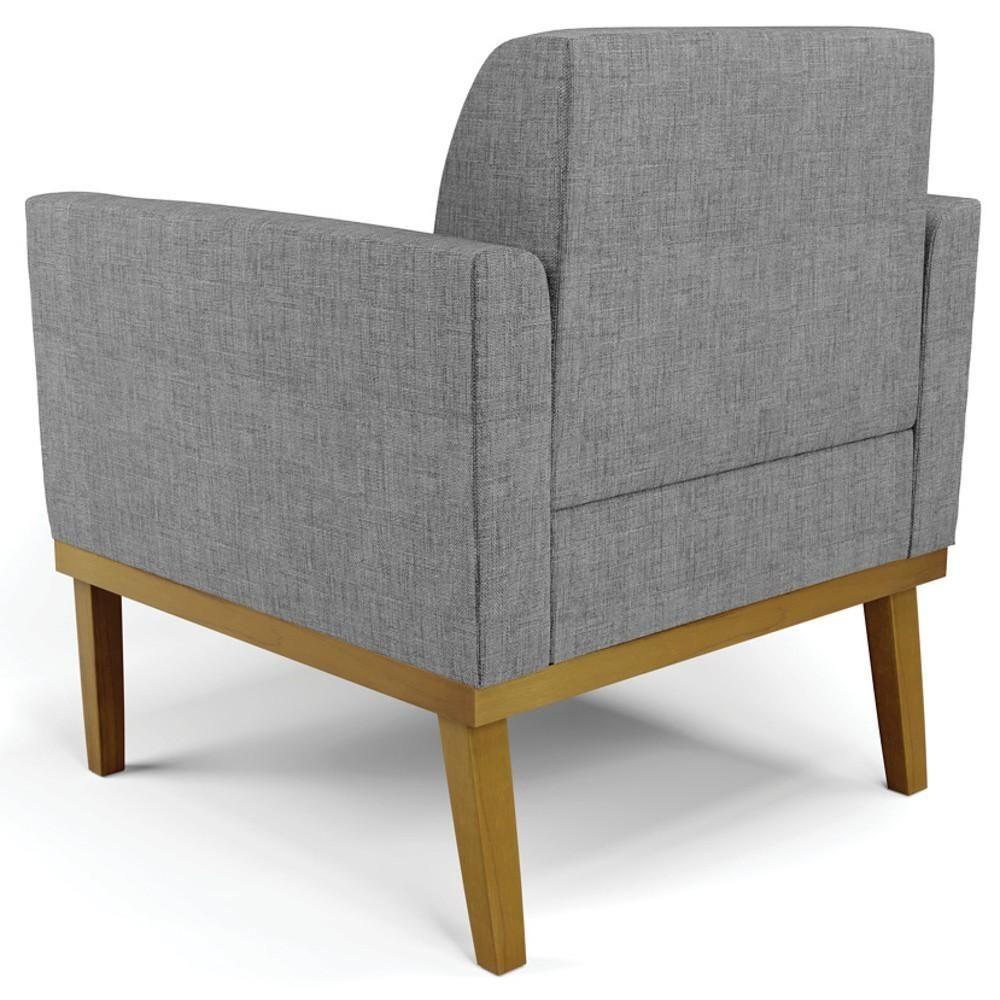 Sofá Namoradeira E 1 Poltrona Base Madeira Castanho Maressa Linho Grafite - Ibiza - 10