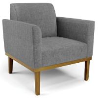 Sofá Namoradeira E 1 Poltrona Base Madeira Castanho Maressa Linho Grafite - Ibiza - 6