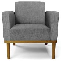 Sofá Namoradeira E 1 Poltrona Base Madeira Castanho Maressa Linho Grafite - Ibiza - 8