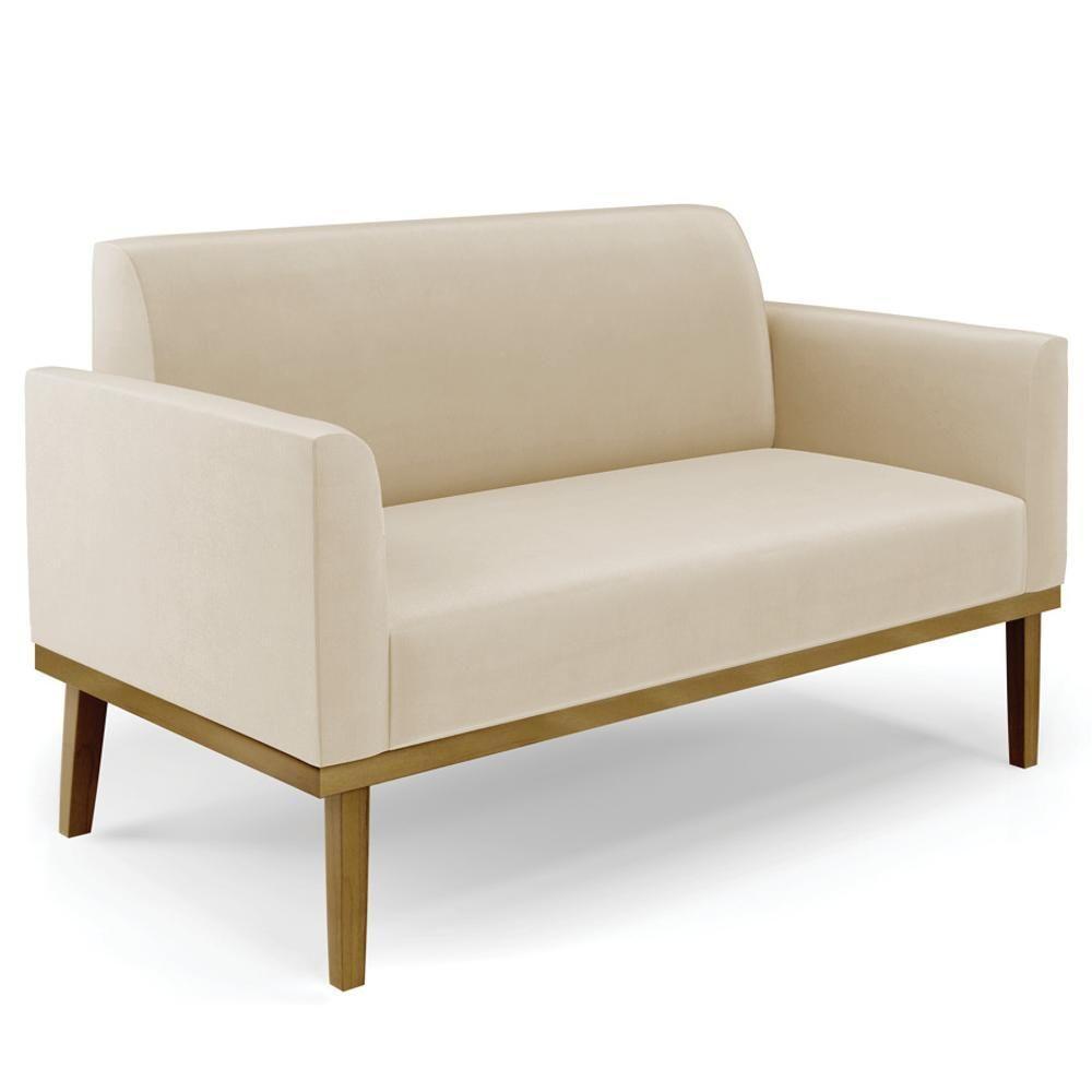 Sofá Namoradeira E 1 Poltrona Base Madeira Castanho Maressa Suede Bege - Ibiza - 7