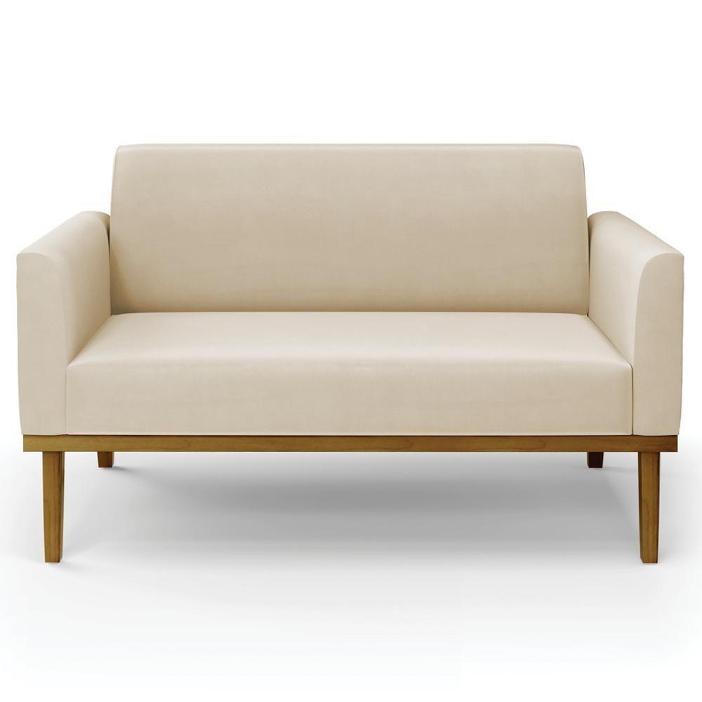 Sofá Namoradeira E 1 Poltrona Base Madeira Castanho Maressa Suede Bege - Ibiza - 9