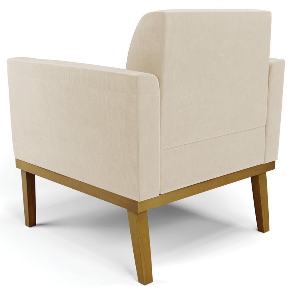 Sofá Namoradeira E 1 Poltrona Base Madeira Castanho Maressa Suede Bege - Ibiza - 10