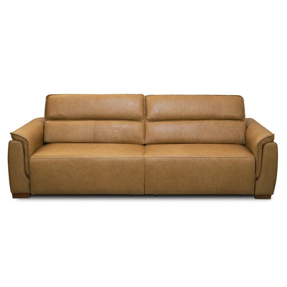 Sofá Retrátil 3 Lugares Sala 220cm Laurie L08 Couro Camel - Mpozenato - 5