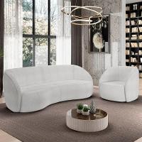 Sofá 4 Lugares Orgânico 318cm E Poltrona Zion M22 Boucle Branco - Mpozenato - 2