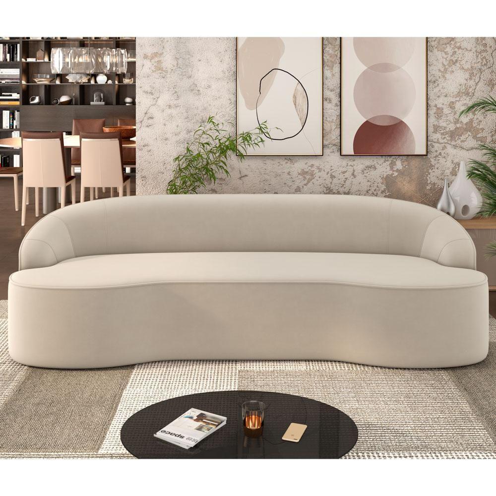 Sofá 2 Lugares Para Sala De Estar Living 150cm Theo D06 Veludo Creme - Mpozenato - 2