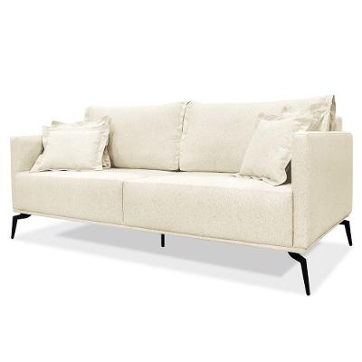 Sofá 2 Lugares 160cm Pés De Metal Vecchia S06 Linho Pérola - Mpozenato