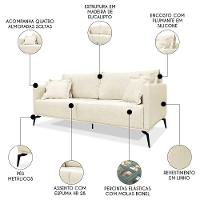 Sofá 2 Lugares 160cm Pés De Metal Vecchia S06 Linho Pérola - Mpozenato - 3
