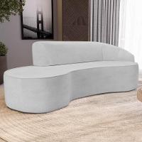 Sofá Living 3 Lugares 260cm Braço Direito Mozart D06 Linho Cinza - Mpozenato - 5