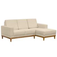 Sofá Living 200cm 3 Lugares Com Chaise Direito Kayrós D05 Suede Bege - Mpozenato - 1