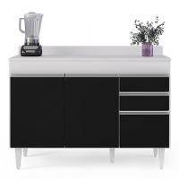Armário De Cozinha Modulado De Canto Esquerdo 4 Peças Cp47 Balcão Com Tampo Branco/preto - Lumil - 7
