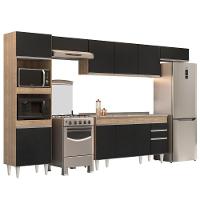 Armário De Cozinha Modulada 5 Peças Cp15 Balcão Com Pia Inox Castanho/preto - Lumil - 1