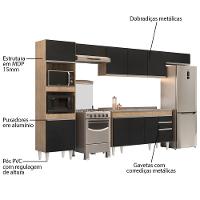 Armário De Cozinha Modulada 5 Peças Cp15 Balcão Com Pia Inox Castanho/preto - Lumil - 3