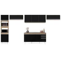 Armário De Cozinha Modulada 5 Peças Cp15 Balcão Com Pia Inox Castanho/preto - Lumil - 6