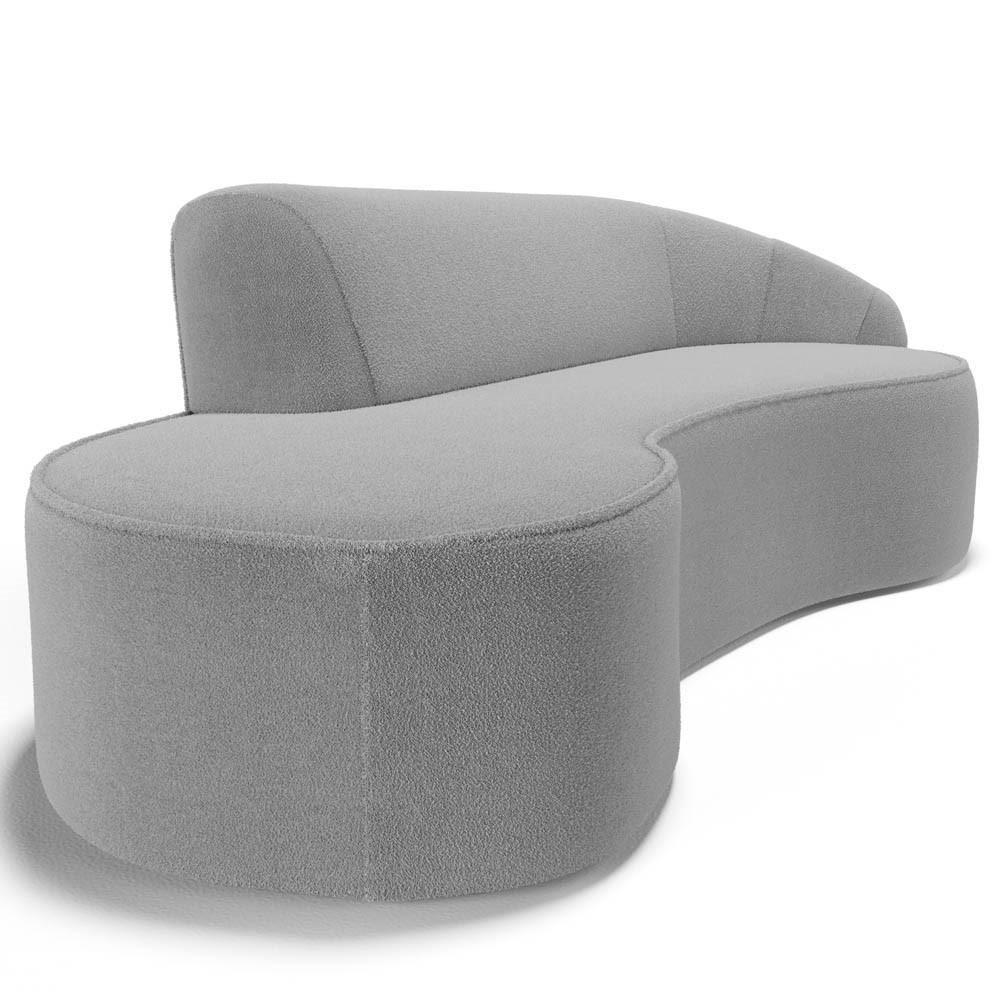 Sofá Living 3 Lugares 230cm Braço Direito Mozart D06 Bouclê Cinza - Mpozenato - 5