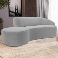 Sofá Living 3 Lugares 230cm Braço Direito Mozart D06 Bouclê Cinza - Mpozenato - 2