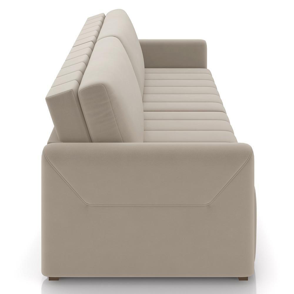 Sofá Cama Casal Retrátil 3 Lugares 220cm Atlas M22 Suede Bege - Mpozenato - 7