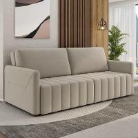 Sofá Cama Casal Retrátil 3 Lugares 220cm Atlas M22 Suede Bege - Mpozenato - 2