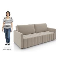 Sofá Cama Casal Retrátil 3 Lugares 220cm Atlas M22 Suede Bege - Mpozenato - 5