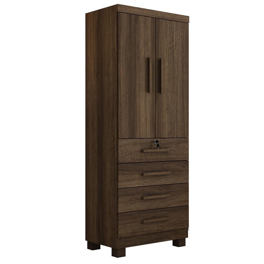 Multiuso Roupeiro Maia 2 Portas 4 Gavetas Com Chave Beneti Imbuia - 1