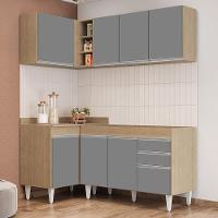 Armário De Cozinha Modulado De Canto Direito 4 Peças Cp37 Balcão Sem Tampo Castanho/cinza - Lumil - 2