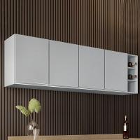 Armário De Cozinha Aéreo Nevada Com Nicho 180cm 4 Portas Cinza Claro - Lumil - 2