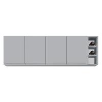 Armário De Cozinha Aéreo Nevada Com Nicho 180cm 4 Portas Cinza Claro - Lumil - 5