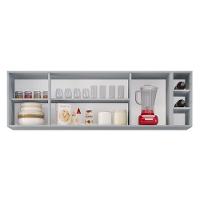 Armário De Cozinha Aéreo Nevada Com Nicho 180cm 4 Portas Cinza Claro - Lumil - 6