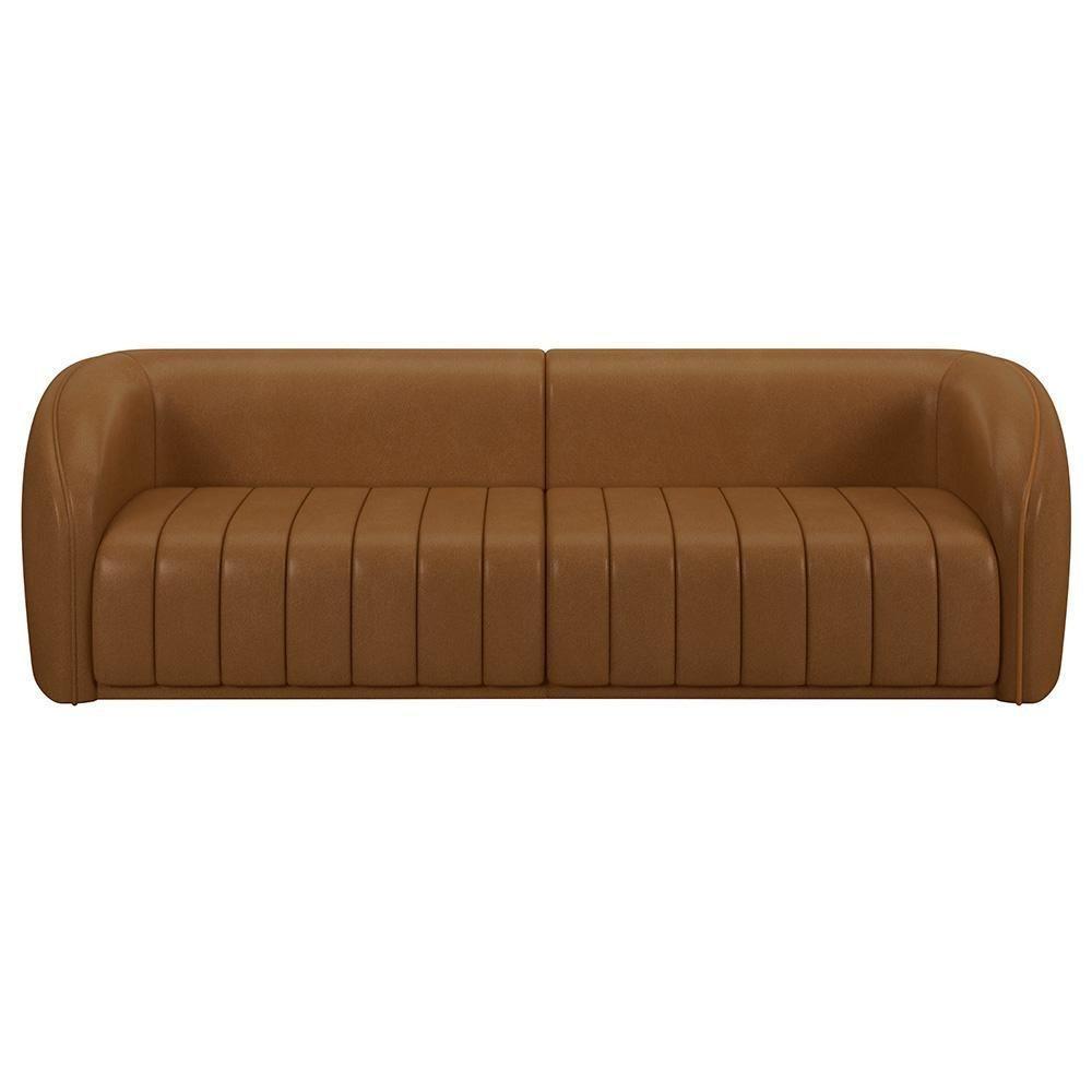 Sofá Living Decorativo 3 Lugares 292cm Meris M22 Sintético Caramelo - Mpozenato - 5