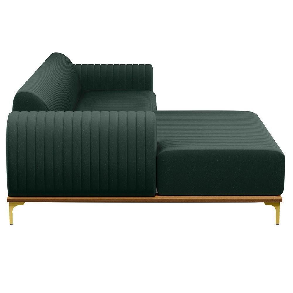 Sofá 245cm 4 Lugares Com Chaise Esquerdo Pés Gold Molino C-117 Linho Verde - Domi - 5