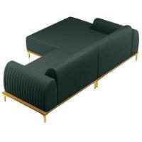 Sofá 245cm 4 Lugares Com Chaise Esquerdo Pés Gold Molino C-117 Linho Verde - Domi