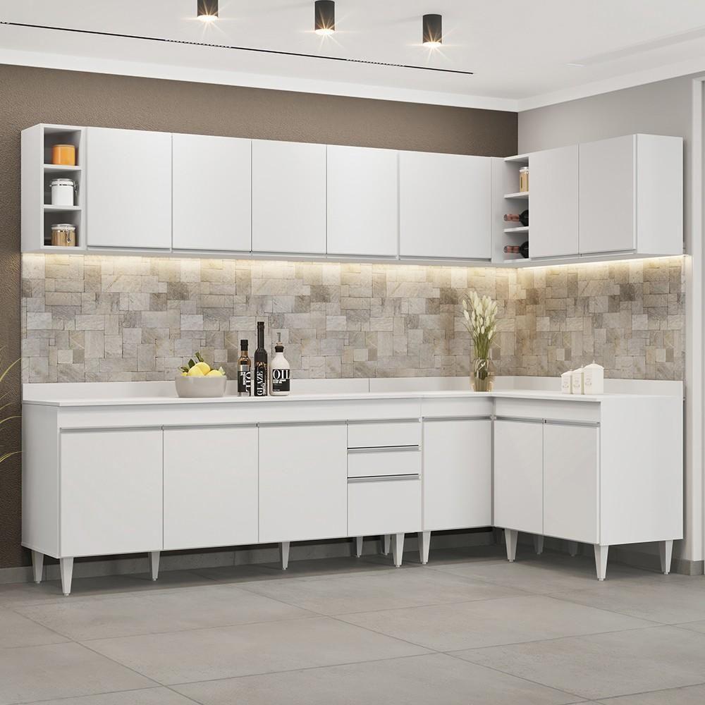 Armário De Cozinha Modulado De Canto 7 Peças Cp35 Balcão Com Tampo Branco - Lumil - 2