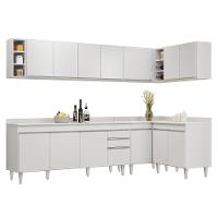 Armário De Cozinha Modulado De Canto 7 Peças Cp35 Balcão Com Tampo Branco - Lumil - 1