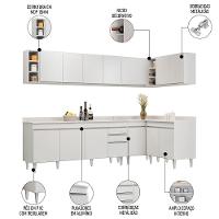 Armário De Cozinha Modulado De Canto 7 Peças Cp35 Balcão Com Tampo Branco - Lumil - 3