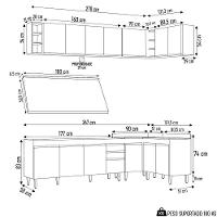 Armário De Cozinha Modulado De Canto 7 Peças Cp35 Balcão Com Tampo Branco - Lumil