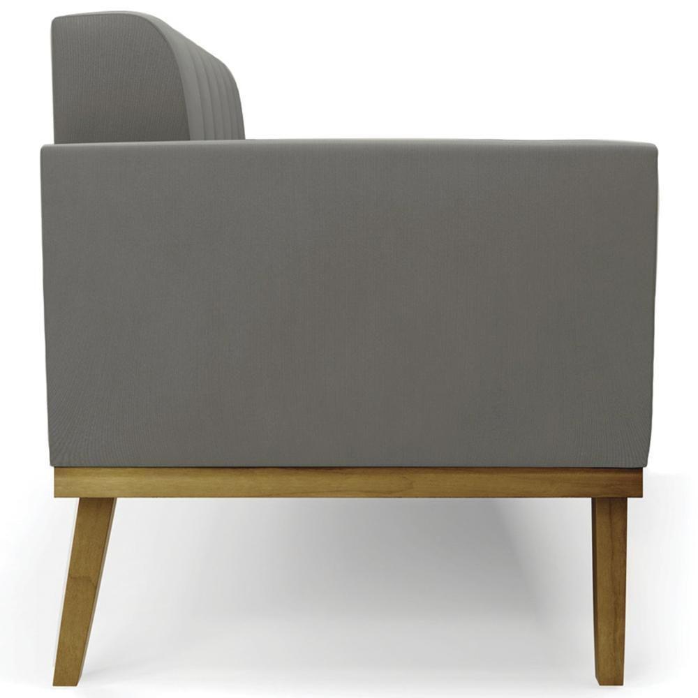 Sofá Namoradeira Base Madeira Castanho Ana Suede Grafite - Ibiza - 8