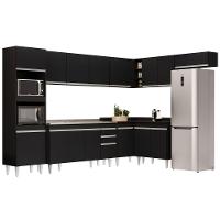 Armário De Cozinha Modulada De Canto 8 Peças Cp09 Balcão Com Pia Inox Preto - Lumil - 1