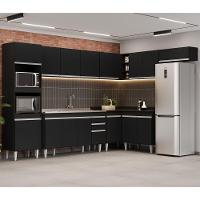 Armário De Cozinha Modulada De Canto 8 Peças Cp09 Balcão Com Pia Inox Preto - Lumil - 2