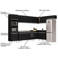 Armário De Cozinha Modulada De Canto 8 Peças Cp09 Balcão Com Pia Inox Preto - Lumil - 3