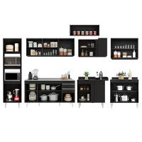 Armário De Cozinha Modulada De Canto 8 Peças Cp09 Balcão Com Pia Inox Preto - Lumil - 5