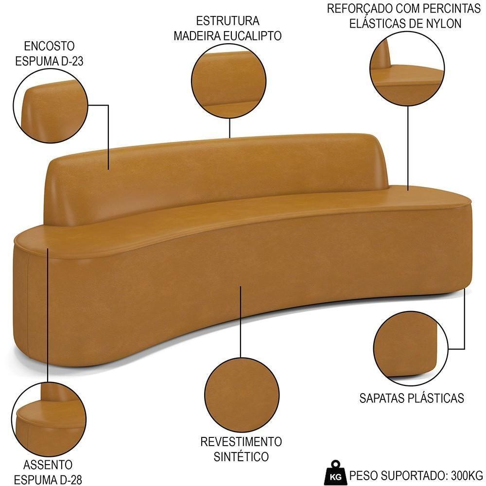 Sofá 3 Lugares Para Sala De Estar Living 210cm Koane D06 Sintético Caramelo - Mpozenato - 3