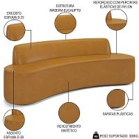 Sofá 3 Lugares Para Sala De Estar Living 210cm Koane D06 Sintético Caramelo - Mpozenato - 3