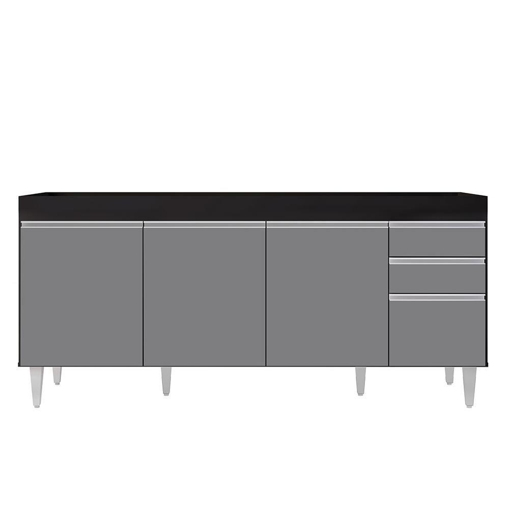 Armário De Cozinha Modulado De Canto Esquerdo 5 Peças Cp52 Balcão Sem Tampo Preto/cinza - Lumil - 7