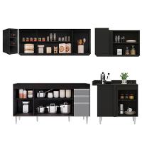 Armário De Cozinha Modulado De Canto Esquerdo 5 Peças Cp52 Balcão Sem Tampo Preto/cinza - Lumil - 6