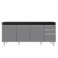 Armário De Cozinha Modulado De Canto Esquerdo 5 Peças Cp52 Balcão Sem Tampo Preto/cinza - Lumil - 7