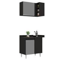 Armário De Cozinha Modulado De Canto Esquerdo 5 Peças Cp52 Balcão Sem Tampo Preto/cinza - Lumil - 10