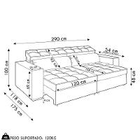 Sofá Retrátil Reclinável 4 Lugares 290cm Vick M22 Suede Bege - Mpozenato
