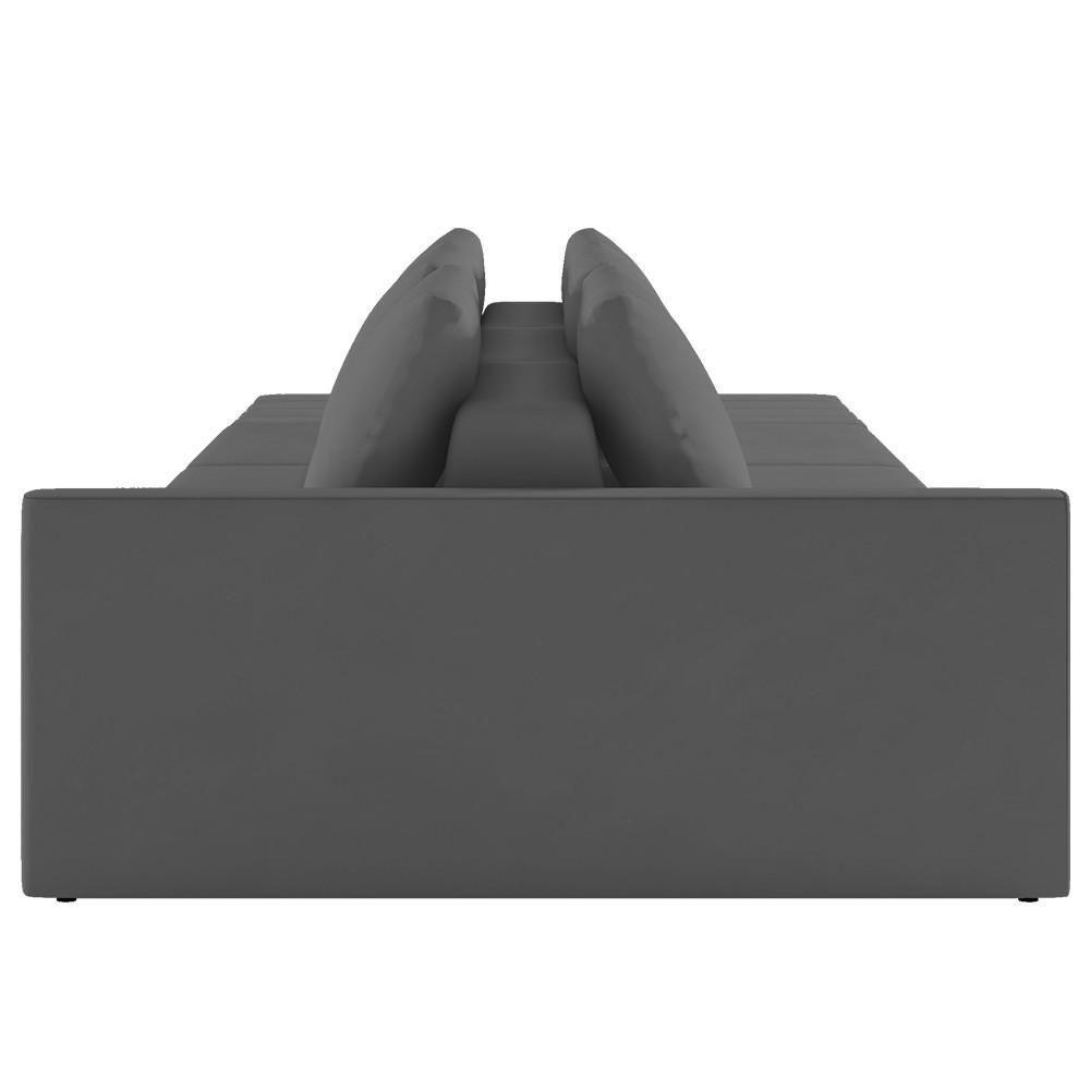 Sofá Ilha Modular Com Puff Para Sala Living 252cm Georgia K04 Veludo Cinza Escuro - Mpozenato - 6