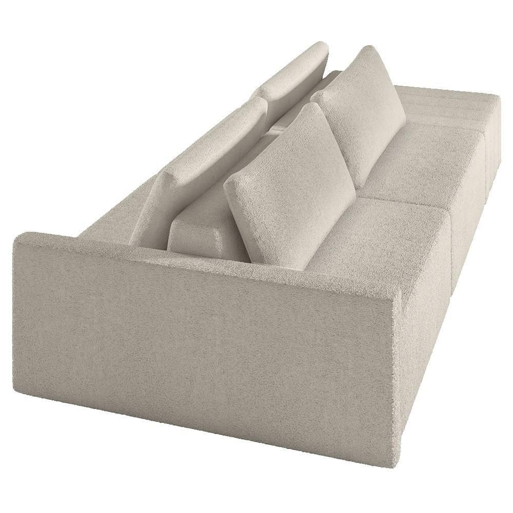 Sofá Ilha Modular Com Puff Para Sala Living 232cm Georgia K04 Bouclê Bege - Mpozenato - 8