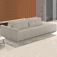 Sofá Ilha Modular Com Puff Para Sala Living 232cm Georgia K04 Bouclê Bege - Mpozenato - 2